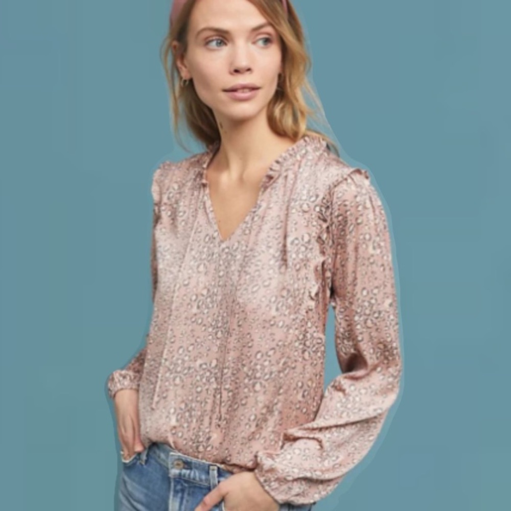 Anthropologie Dolan Long Sleeve Blush Blouse